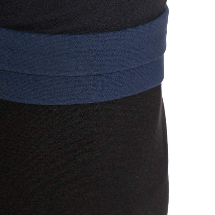 Pre Owned Diane Von Furstenberg Black & Blue Knit Panel Marta Framed Skirt L