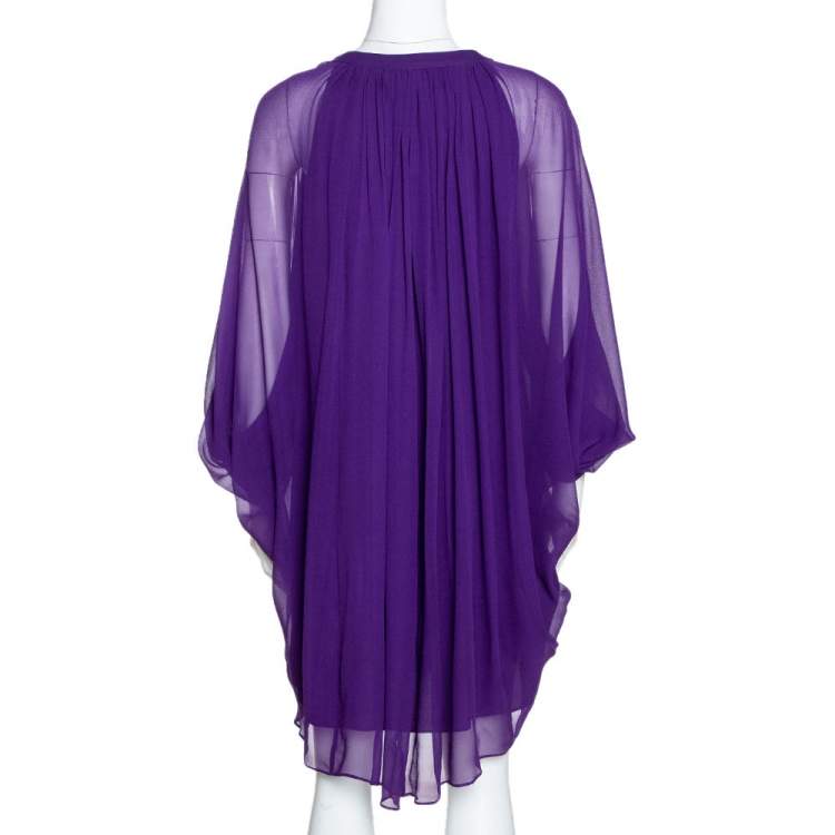 Pre Owned Diane Von Furstenberg Purple Georgette Kaftan Mini Dress S 