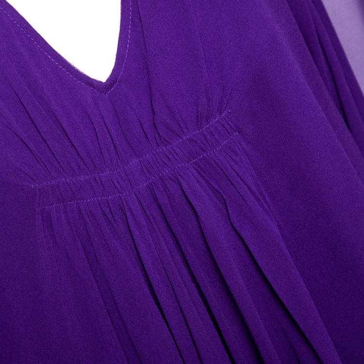 Pre Owned Diane Von Furstenberg Purple Georgette Kaftan Mini Dress S 