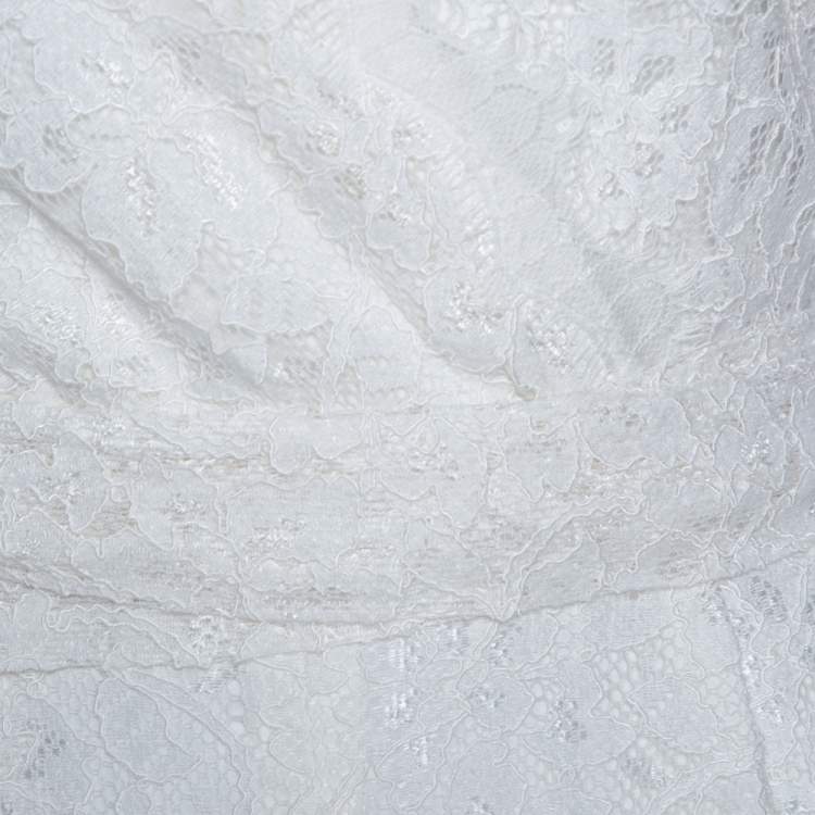 Pre Owned Diane von Furstenberg White Purdette Lace Wrap Romper S