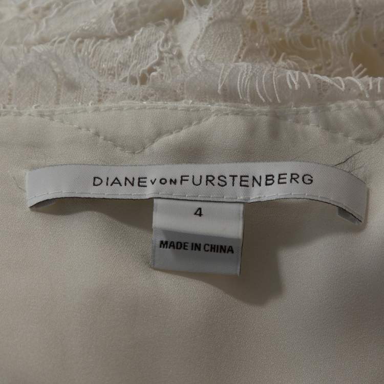 Pre Owned Diane von Furstenberg White Purdette Lace Wrap Romper S