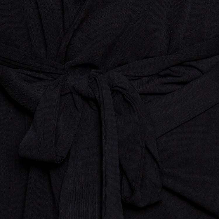 Pre Owned Diane von Furstenberg Black Jersey New Julian Two Wrap Dress L