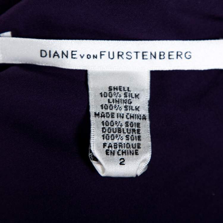Pre Owned Diane Von Furstenberg Purple Silk Draped Nikki Top S