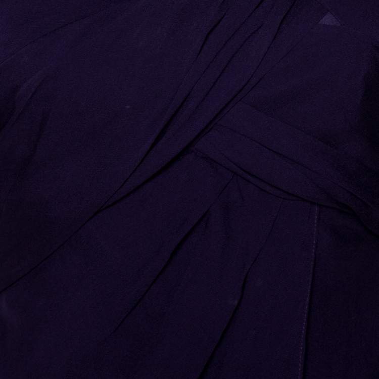 Pre Owned Diane Von Furstenberg Purple Silk Draped Nikki Top S