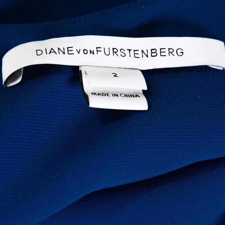 Pre Owned Diane von Furstenberg Neptune Blue Crepe Wylda Shift Dress S