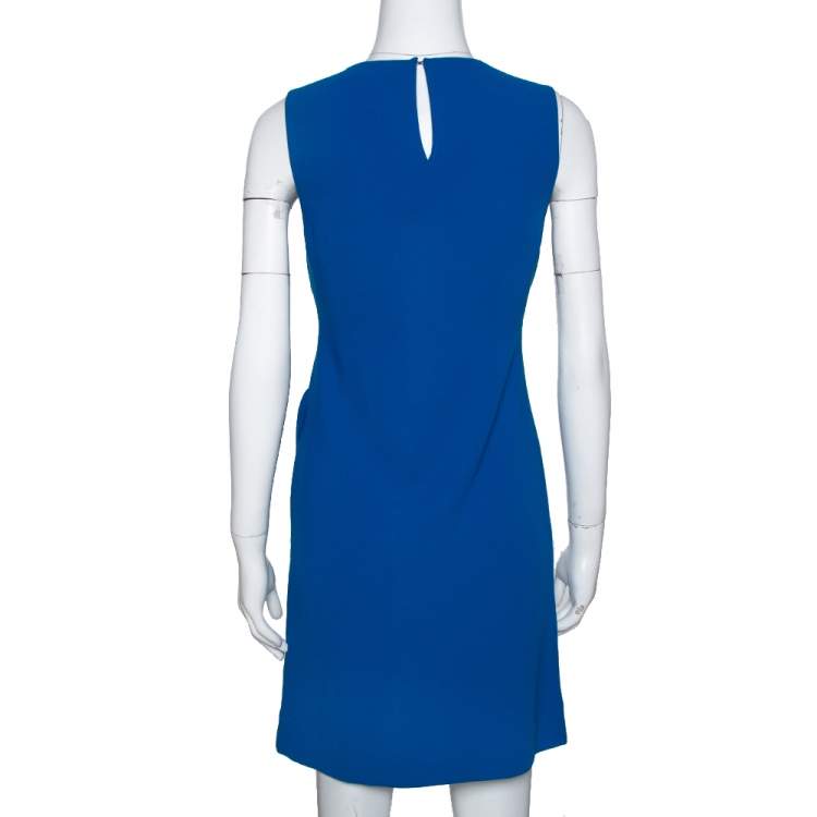 Pre Owned Diane von Furstenberg Neptune Blue Crepe Wylda Shift Dress S