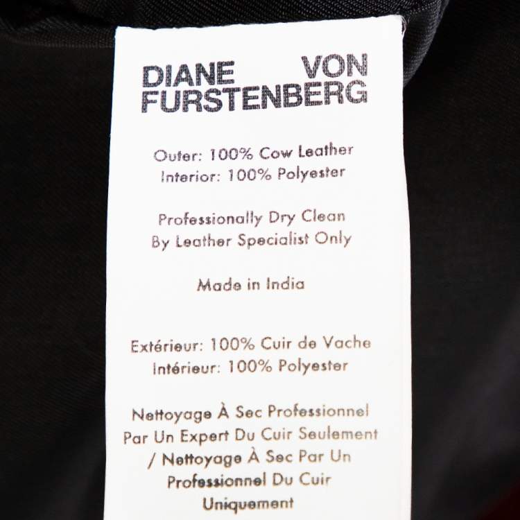 مملوكة مسبقًا Diane von Furstenberg Wine Red Leather Cropped Biker Jacket M