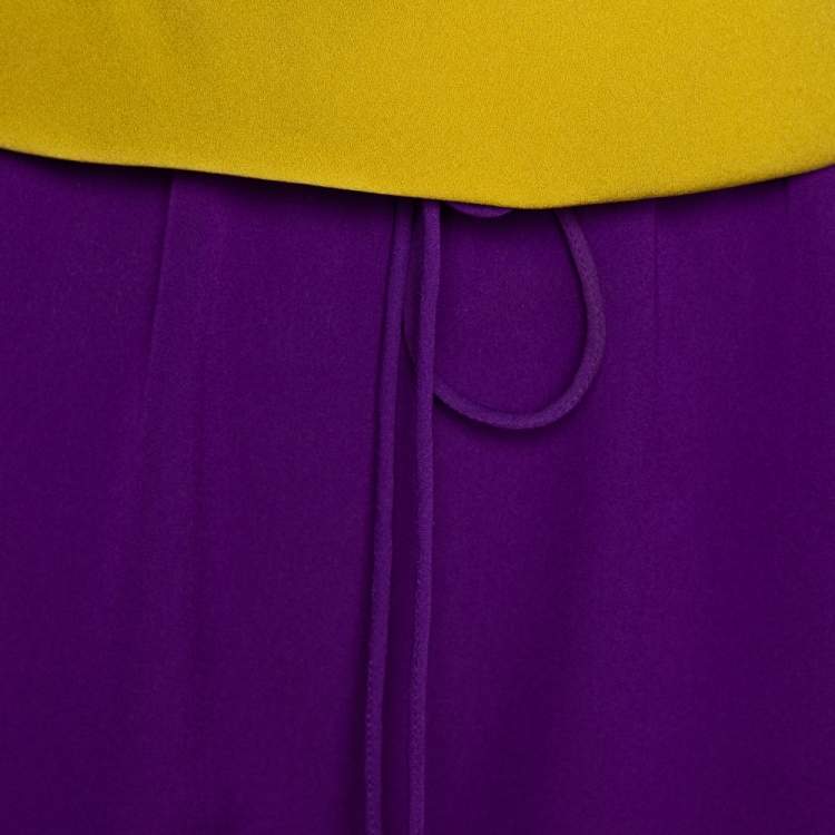 Pre Owned Diane von Furstenberg Color Block Silk Crepe Tadd Romper S
