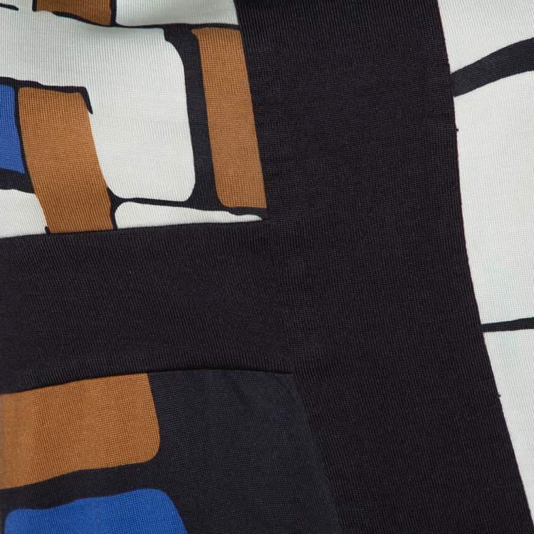 Pre Owned Diane von Furstenberg Color Block Print Silk Mondrian Shift Dress S