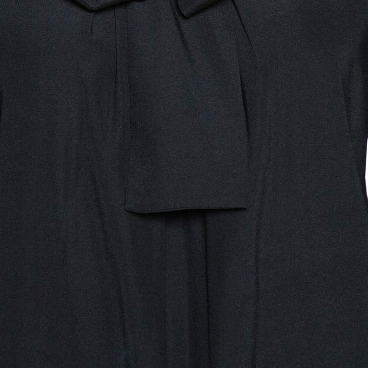 مملوكة مسبقًا Diane von Furstenberg Black Silk Neck Tie Detail Blouse M
