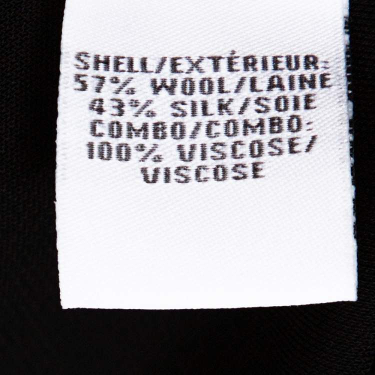 Pre Owned Diane von Furstenberg Black Printed Wool & Silk Jewel Wrap Dress M