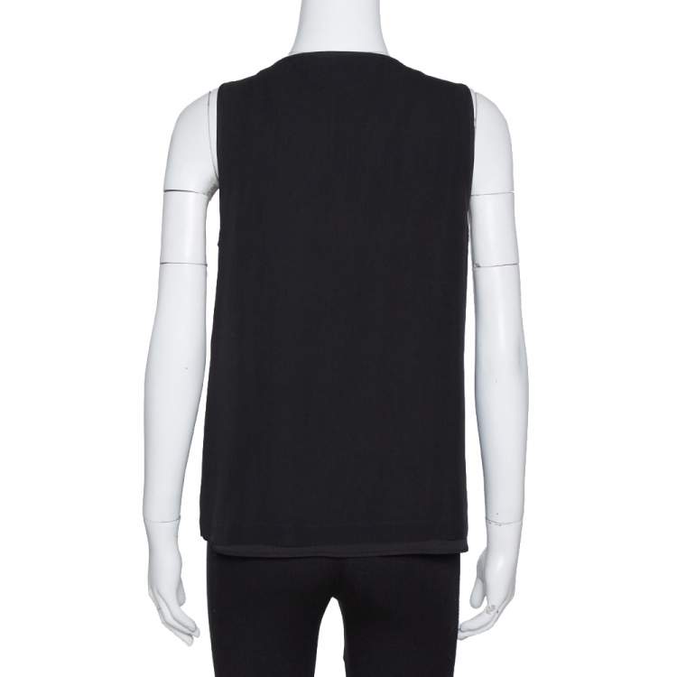 Pre Owned Diane Von Furstenberg Black Crystal Embellished Silk Ade Top S