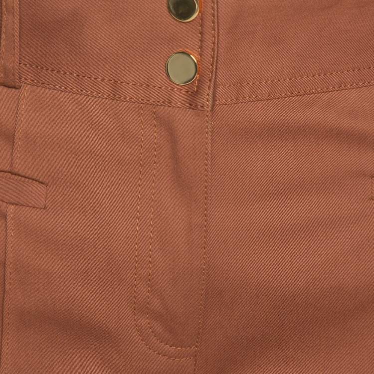 Pre Owned Diane Von Furstenberg Caramel Cotton High Waisted Wide Leg Trousers S