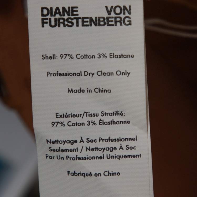 Pre Owned Diane Von Furstenberg Caramel Cotton High Waisted Wide Leg Trousers S