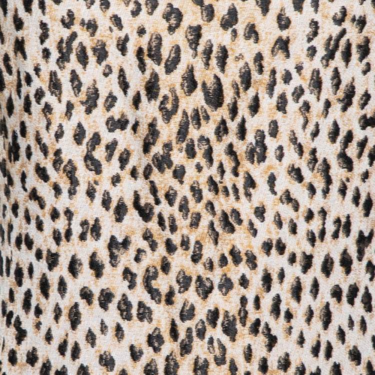 Pre Owned Diane von Furstenberg Cream Animal Pattern Jacquard Arianna Fitted Dress L