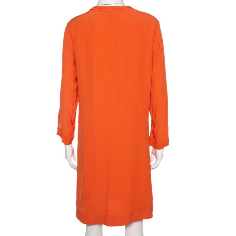 Pre Owned Diane Von Furstenberg  Orange Crepe Cutout Detail Kea Shift Dress L 