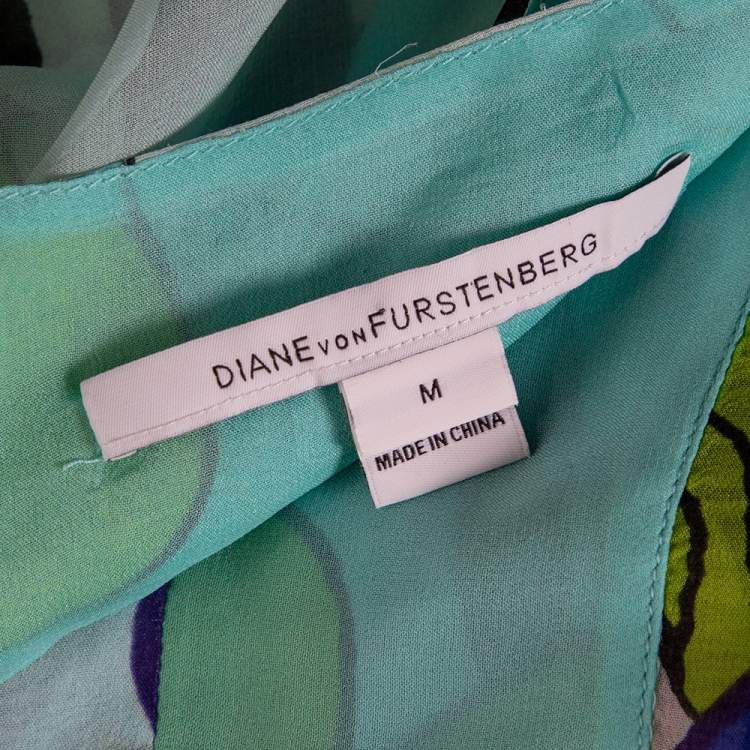 Pre Owned Diane von Furstenberg Multicolor Printed Silk Sheer Anushka Kaftan M