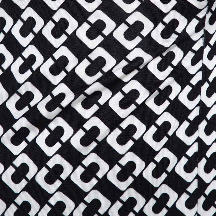 Pre Owned Diane Von Furstenberg Black Chain Link Silk New Jeanne Two Wrap Dress S