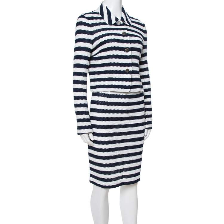 Pre Owned Diane von Furstenberg Navy Blue Walda/Lacie Skirt & Jacket Set S