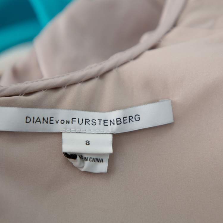 Pre Owned Diane von Furstenberg Blue Sateen & Crepe Wrap Effect Darleena Dress M