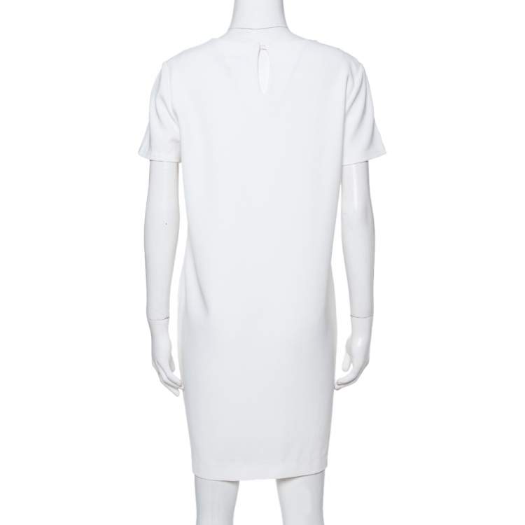 Pre Owned Diane von Furstenberg White Crepe Cecilia Shift Dress M