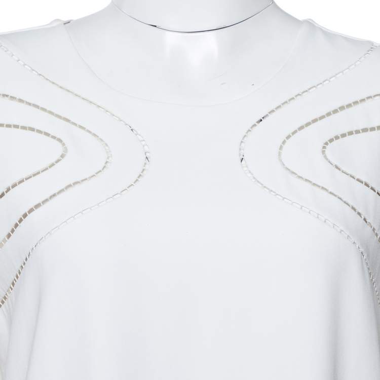 Pre Owned Diane von Furstenberg White Crepe Cecilia Shift Dress M
