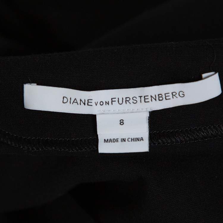 Pre Owned Diane von Furstenberg Black Gabi Knit Suiting Dress M