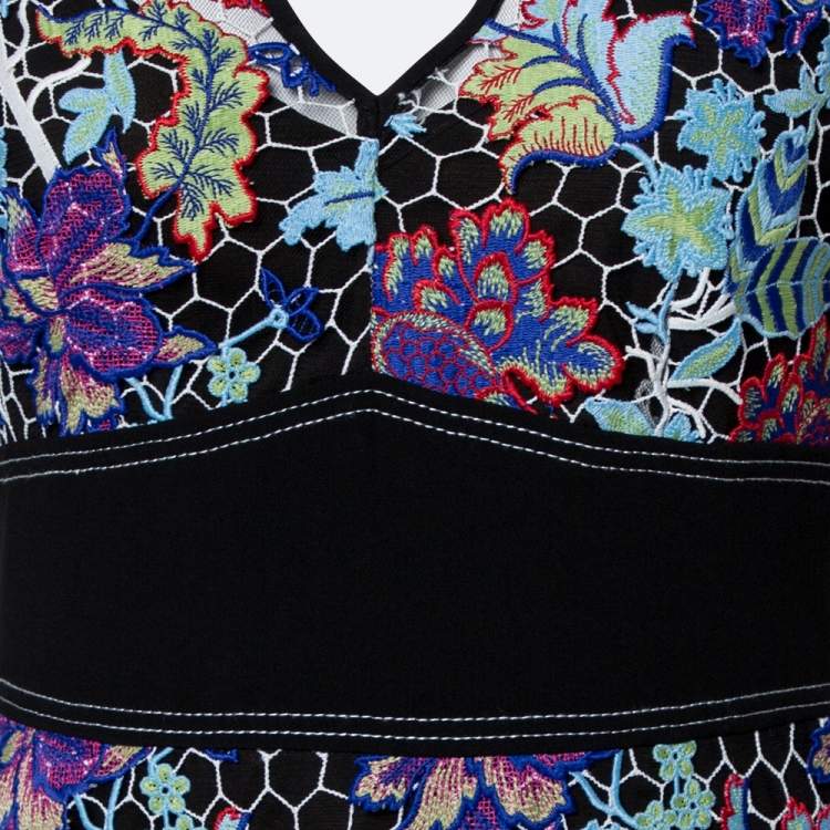 مملوكة مسبقًا Diane Von Furstenberg Multicolor Floral Guipure Lace Sheath Dress S