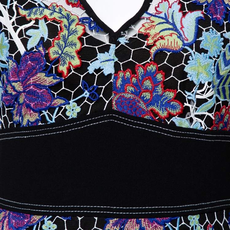 مملوكة مسبقًا Diane Von Furstenberg Multicolor Floral Guipure Lace Sheath Dress S