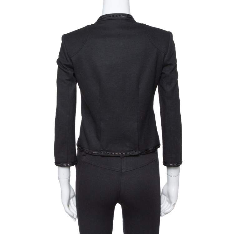 Pre Owned Diane Von Furstenberg Black Felted Wool Roccoco Jacket S