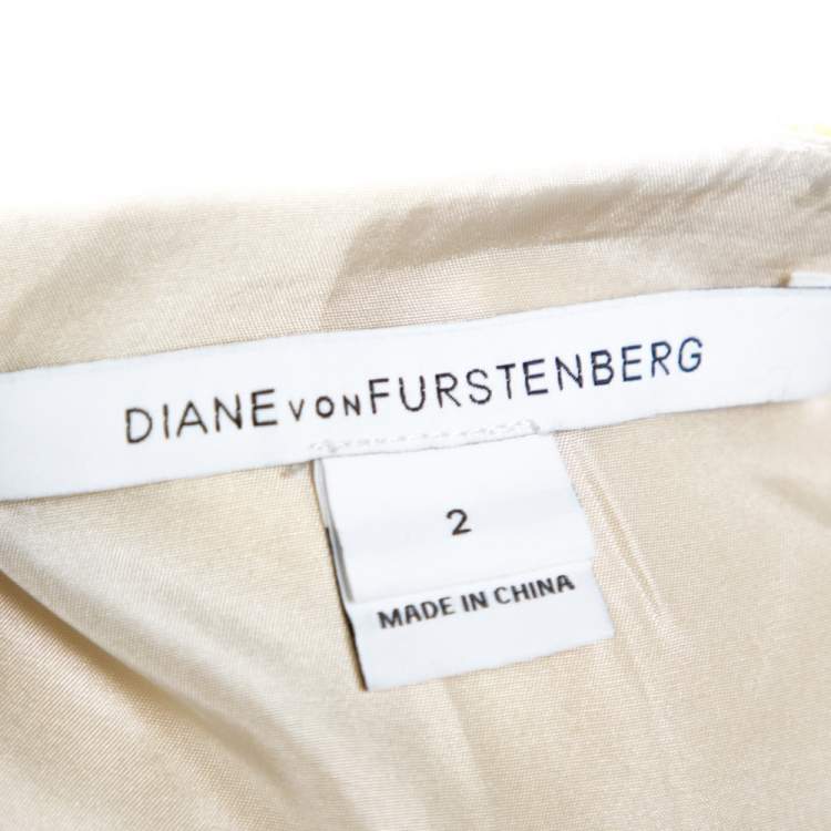 Pre Owned Diane Von Furstenberg Yellow Coated Raffia Elley Mini Skirt S