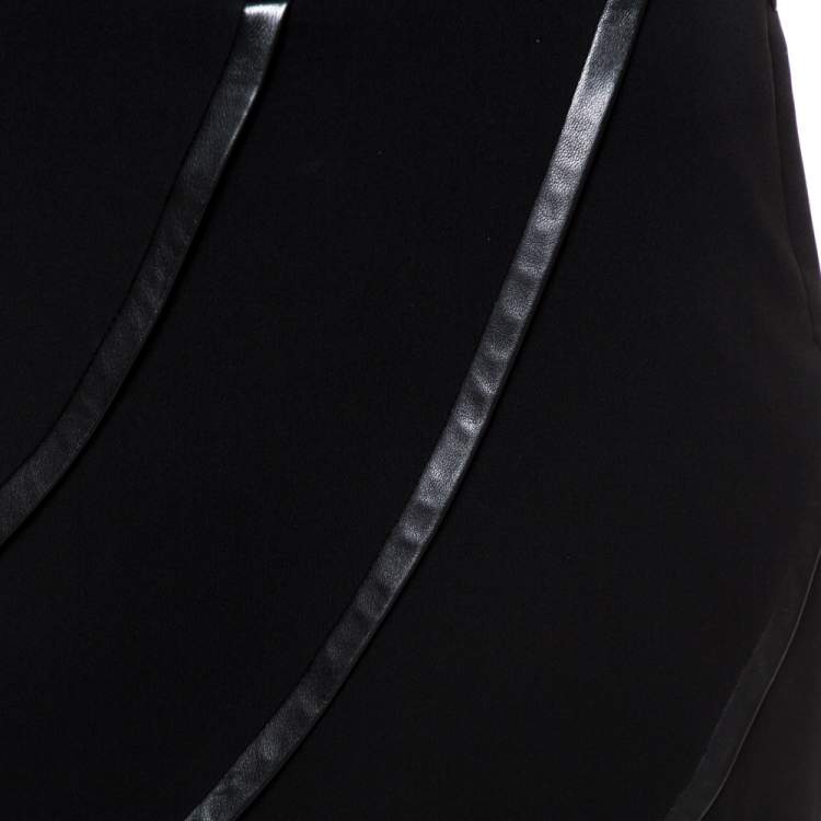 Pre Owned Diane Von Furstenberg Black Silk and Leather Trim Karina Mini Skirt S