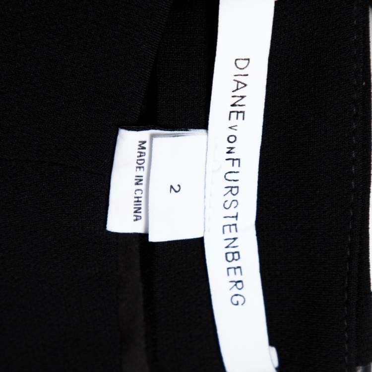 Pre Owned Diane Von Furstenberg Black Silk and Leather Trim Karina Mini Skirt S