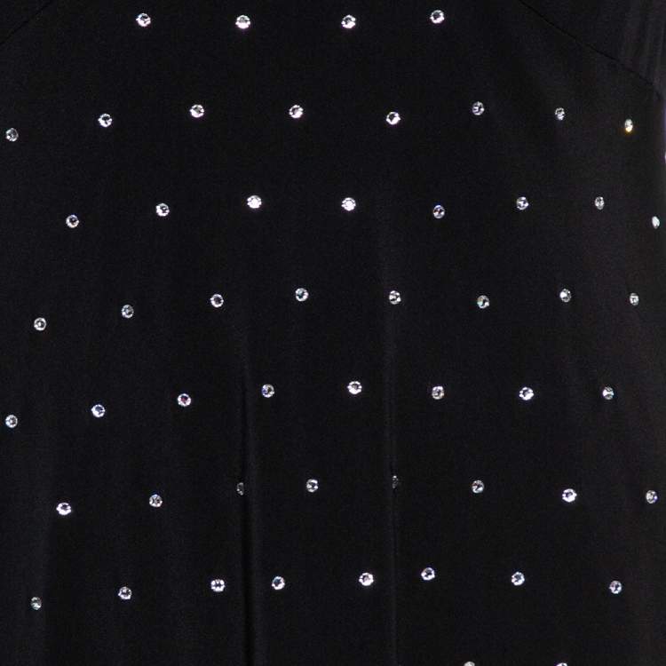 Pre Owned Diane von Furstenberg Black Crepe de Chine Silk Embellished Avianna Gown M