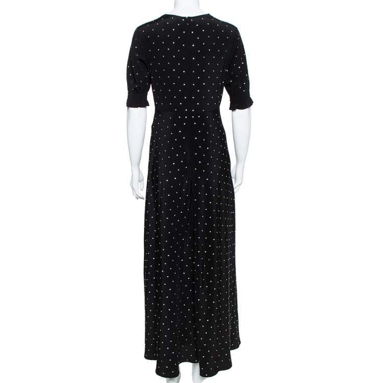 Pre Owned Diane von Furstenberg Black Crepe de Chine Silk Embellished Avianna Gown M