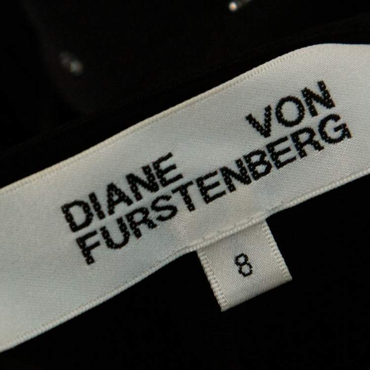 Pre Owned Diane von Furstenberg Black Crepe de Chine Silk Embellished Avianna Gown M