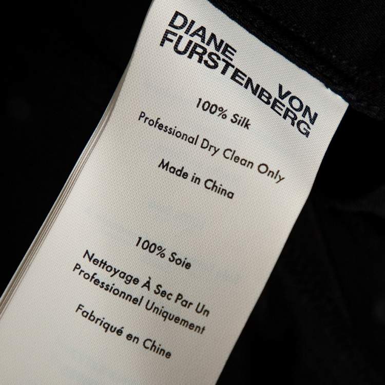 Pre Owned Diane von Furstenberg Black Crepe de Chine Silk Embellished Avianna Gown M