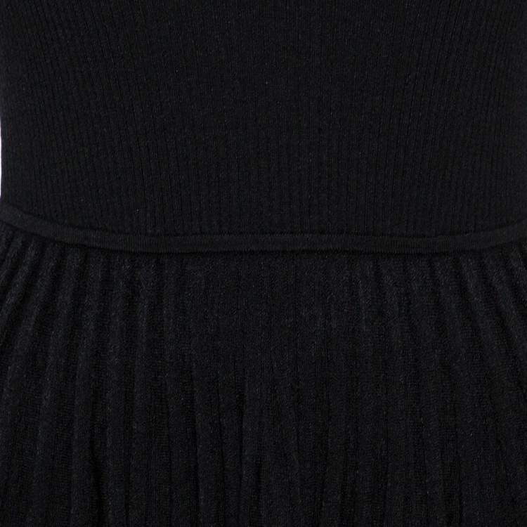 Pre Owned Diane von Furstenberg Black Tiered Plissé Knit Sharlynn Dress P