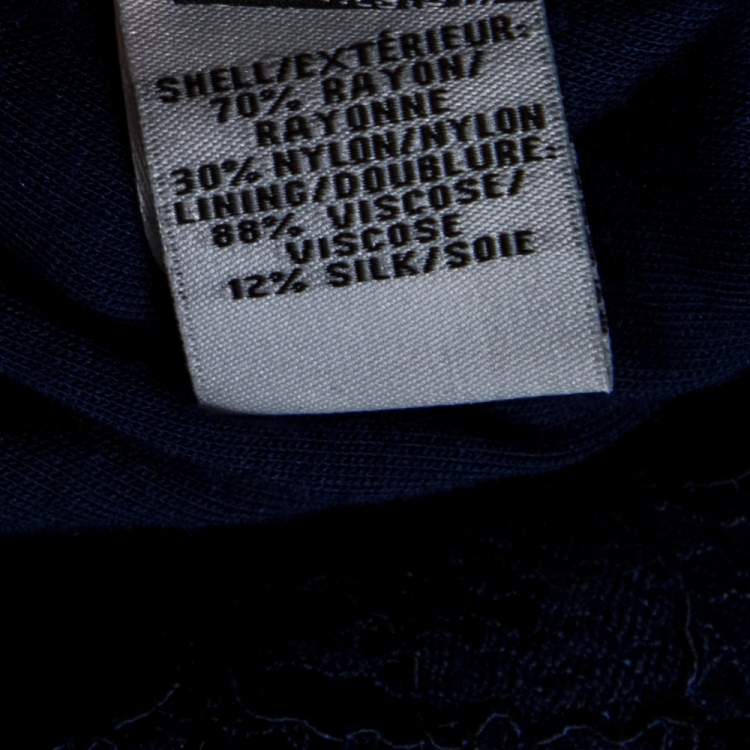 Pre Owned Diane Von Furstenberg  Navy Blue Lace Detail Dress L