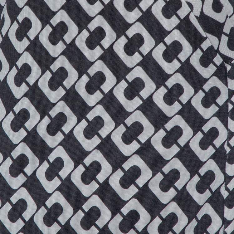 Pre Owned Diane Von Furstenberg Monochrome Collared Abigail Maxi Wrap Dress S
