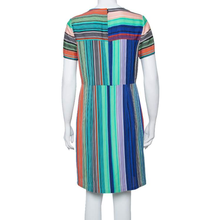مملوكة مسبقًا Diane Von Furstenberg Multicolor Burman Striped Knit Sheath Dress L