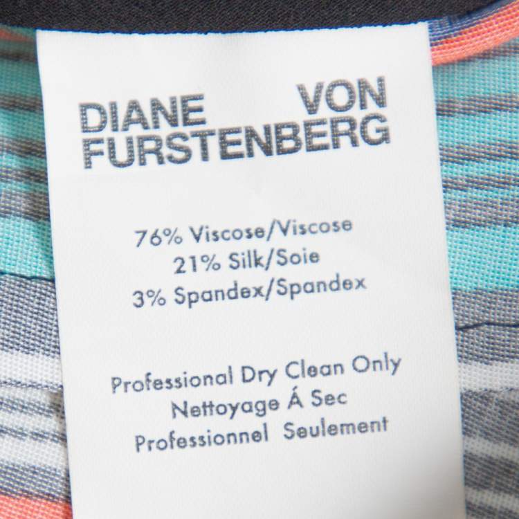مملوكة مسبقًا Diane Von Furstenberg Multicolor Burman Striped Knit Sheath Dress L