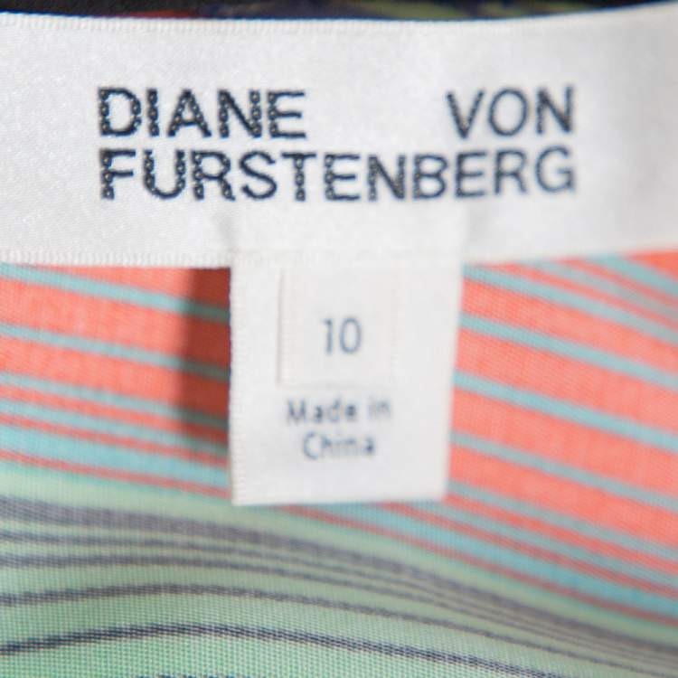 مملوكة مسبقًا Diane Von Furstenberg Multicolor Burman Striped Knit Sheath Dress L