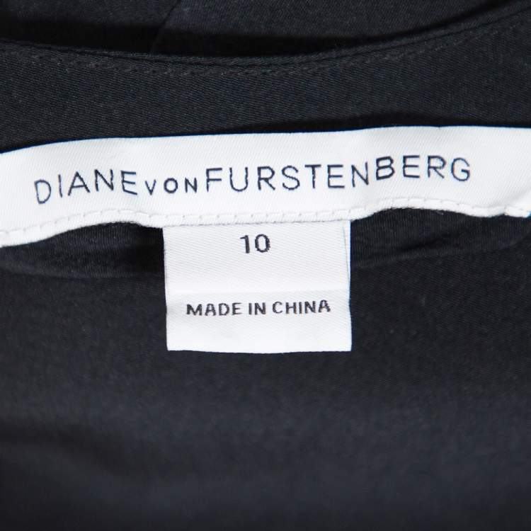 Pre Owned Diane von Furstenberg Black Silk Hilary Dress L