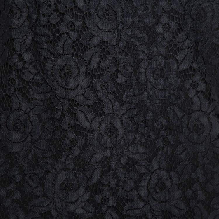 Pre Owned Diane Von Furstenberg Black Lace Barbara Shift Dress L