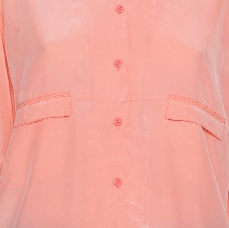Pre Owned Diane Von Furstenberg Pink Silk Pocket Detail Oversized Dana Top S