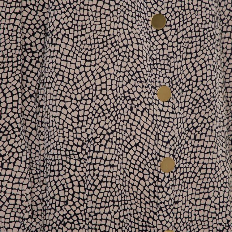 Pre Owned Diane Von Furstenberg Monochrome Silk Button Front New Tunis Dress L
