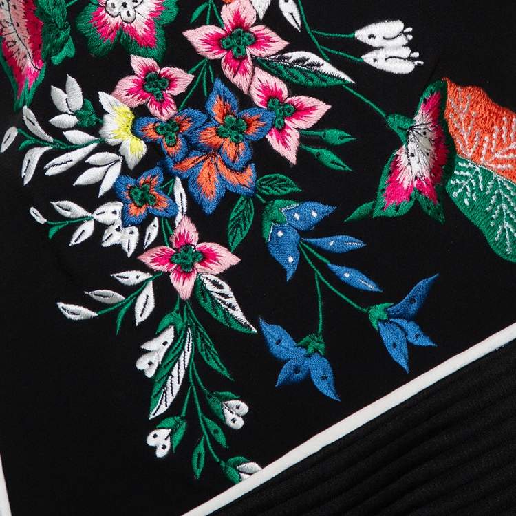مملوكة مسبقًا Diane Von Furstenberg Black Synthetic Embroidered One Shoulder Ottoman Dress XS
