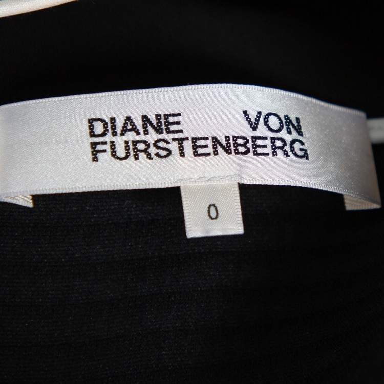 مملوكة مسبقًا Diane Von Furstenberg Black Synthetic Embroidered One Shoulder Ottoman Dress XS