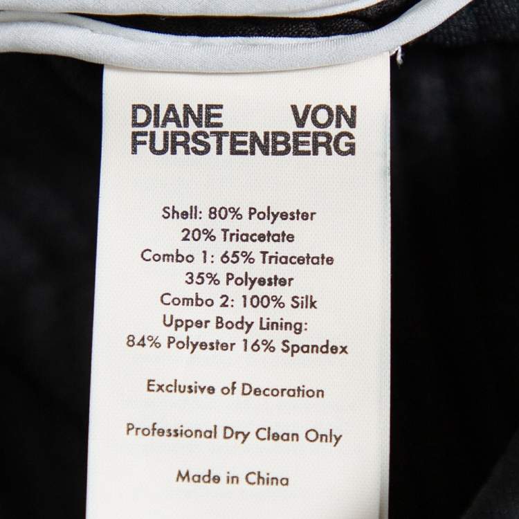 مملوكة مسبقًا Diane Von Furstenberg Black Synthetic Embroidered One Shoulder Ottoman Dress XS